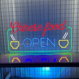 Chinese Food Open Led Sign, Chinese Food Led Light, Chinese Food Neon Sign, Chinese Restaurant Neon Light, Chinese Restaurant Decoration