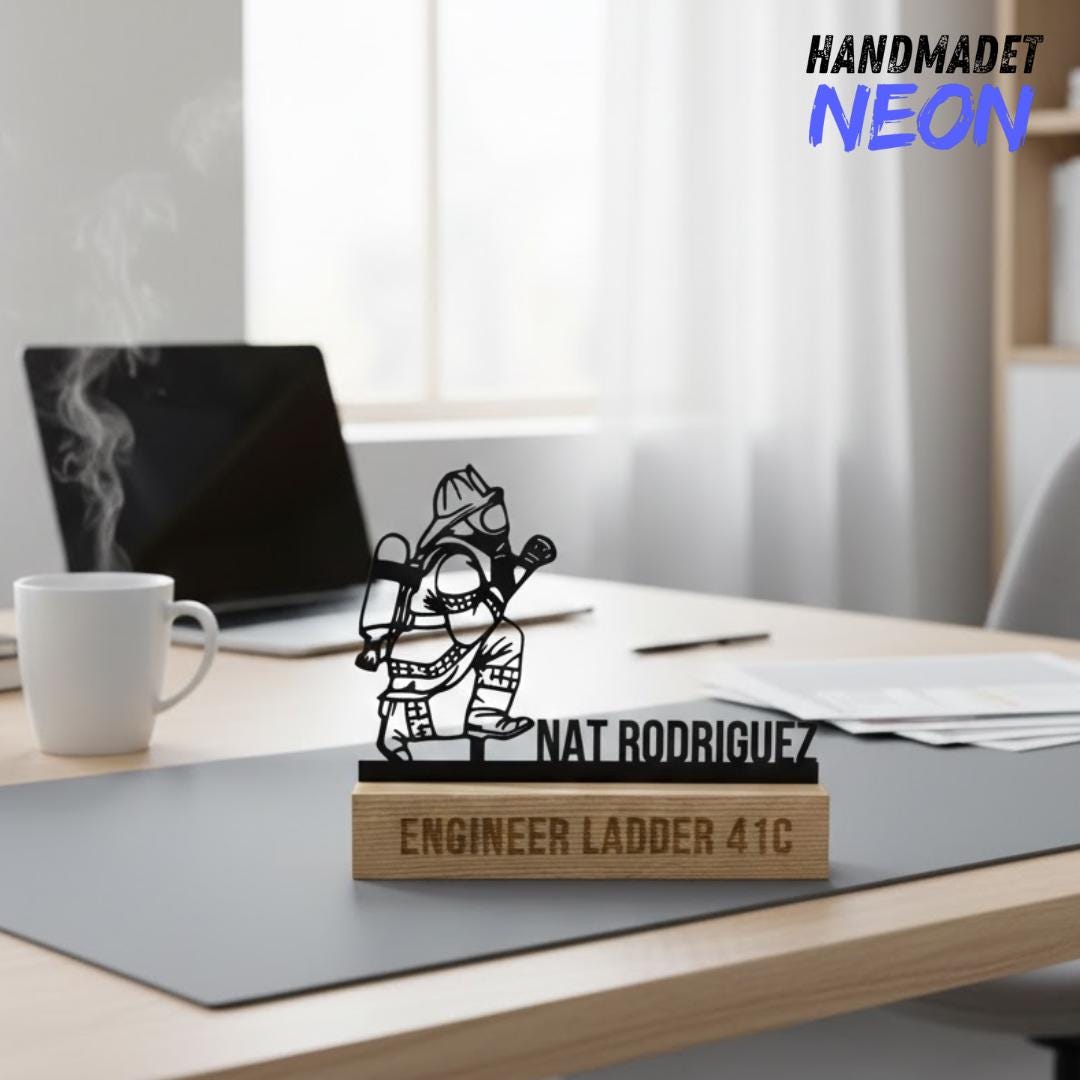 Firework Name Plates Custom Firefighter Metal Desk Name Plate, Fireman Metal Job Name Plate ...