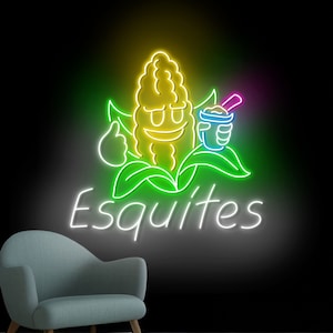Esquites Neon Wall Sign, Elote En Vaso Led Wall Light, Mexico Food Led Wall Sign, Street Corn Salad Neon Wall Light, Restaurant Decor
