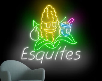 Esquites neonmuurbord, Elote En Vaso led-wandlamp, Mexico Food Led-muurbord, neonwandlamp straat maïssalade, restaurantdecor