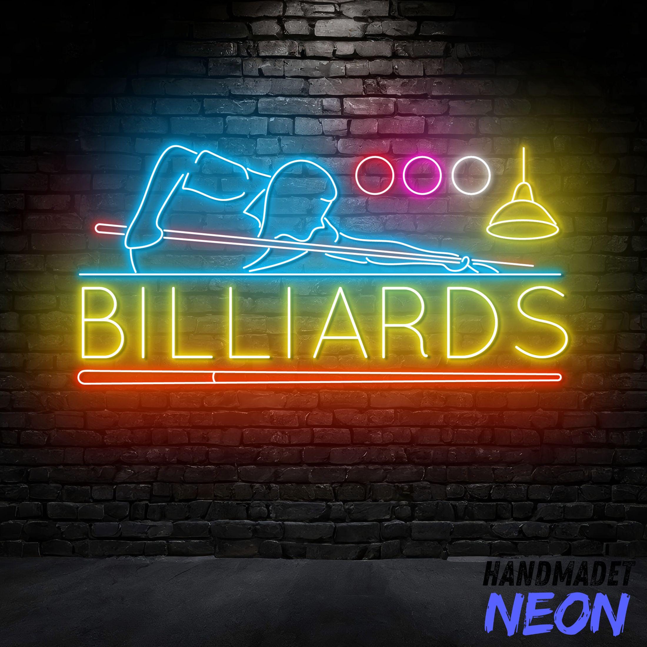 Insegna Al Neon LED 3D 'Biliardo' – Luce Da Parete Viola 30x20cm, Alimentazione USB, Dimmerabile