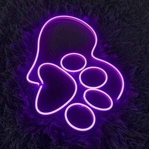 Paw Neon Sign, Dog Paw Neon Light, Bespoke Cat Paw Led Sign, Pet Led