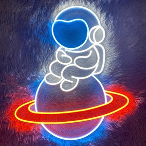 Astronaunt Led Sign, Astronaunt Neon Sign, Wall Decor, Planet Neon Sign, Custom Neon Sign, Restaurant Led Sign, Best Gifts