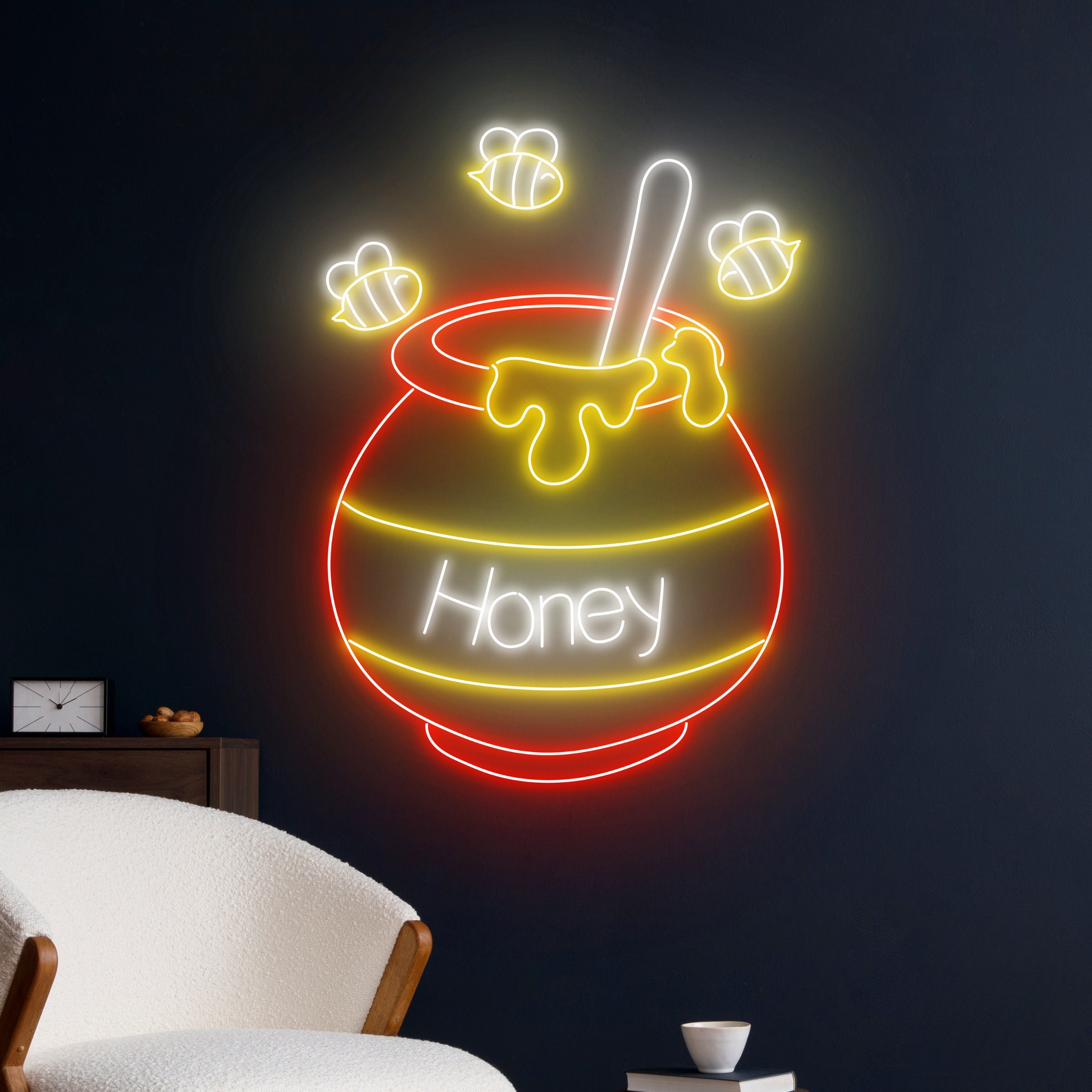 ハニーネオンサイン、ハニー LED サイン、ハニー LED ライト、ハチの
