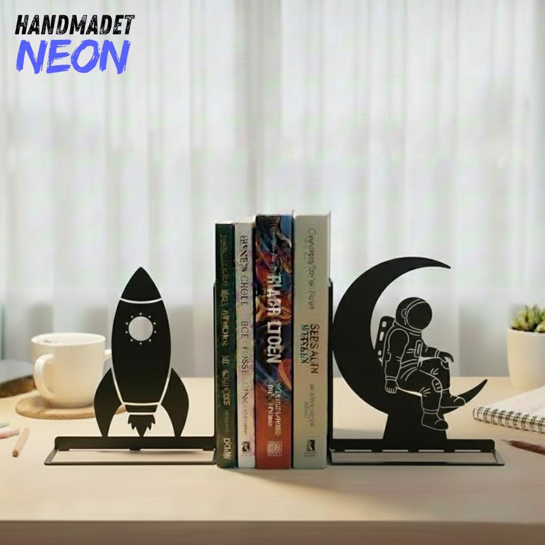 Rocket Bookends Personalized Astronaut Metal Bookends, Custom Rocket Metal Book Stopper ...
