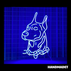 Sinal de néon Doberman, luz LED Dobermann, luz de néon para cães, sinal LED Doberman Pinscher, decoração de parede para cuidados com spa para animais de estimação, sinal de néon para sala de casa