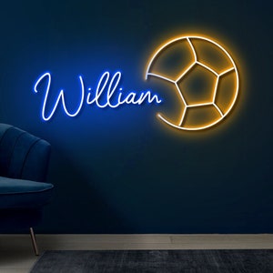 Soccer Name Neon Sign, Nursery Decor, Personalized Neon Sign Personalized Name Neon Sign, Neon Name Sign, Kids Name Sign, Soccer Gift