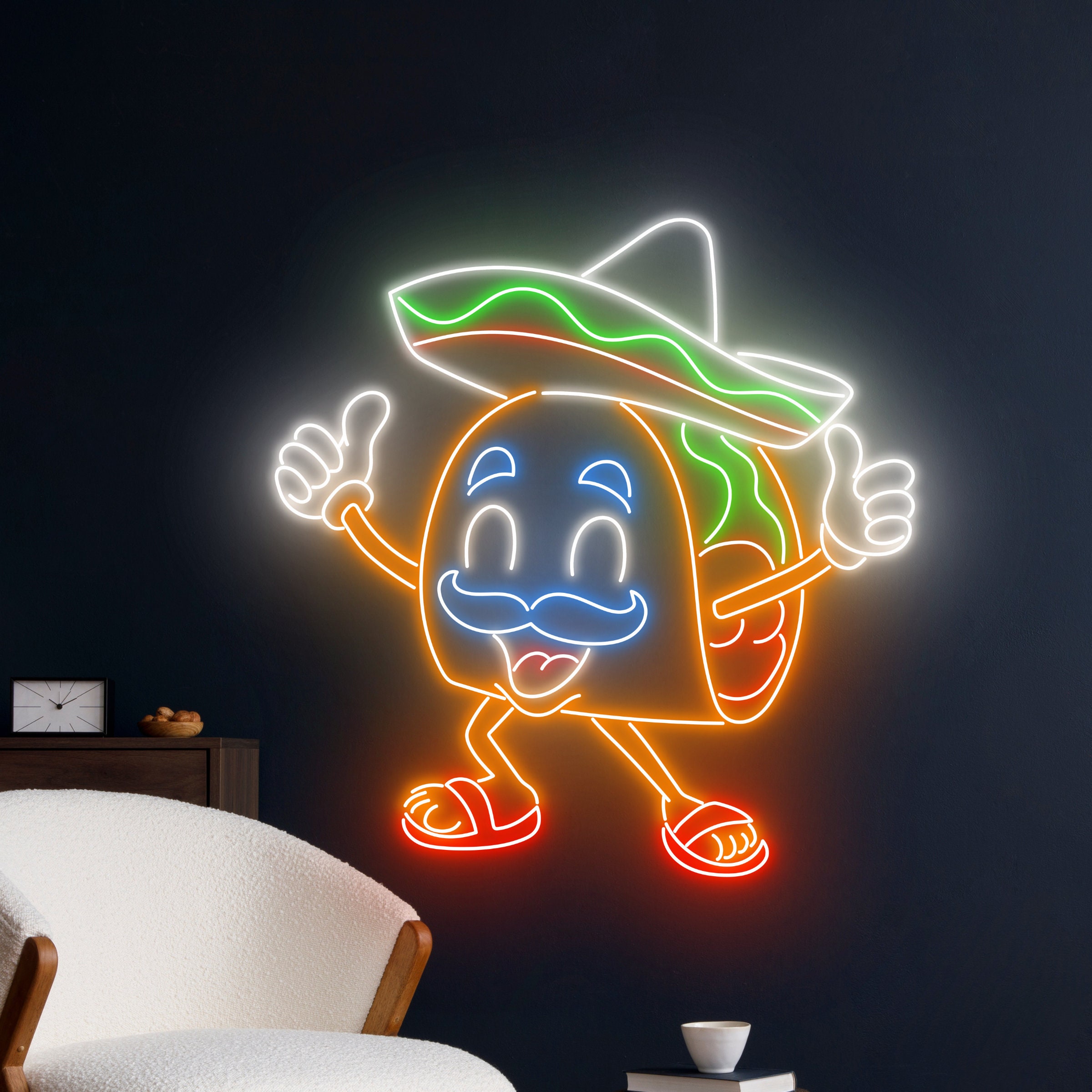 メキシカンタコスネオンサイン、面白いタコスネオンライト、タコスLED