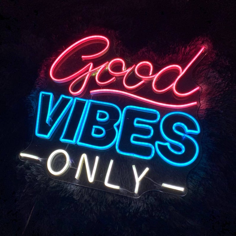 Good Vibes Led Sign Good Vibes Neon Sign Wall Decor Bar - Etsy