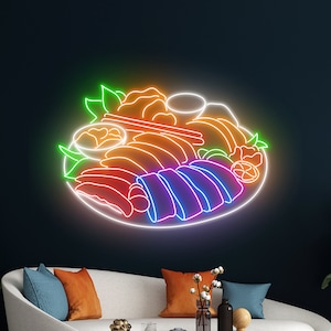 Sashimi Sushi Neon Sign, Sashimi Sushi Neon Light, Sushi LED Light, Japanese Food LED Sign, Best Gifts, Sushi Signs, Restaurant Signs