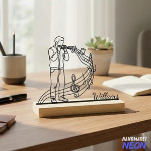 Armónica de metal personalizada para mesa, armónica con nombre personalizado sobre base de madera, regalo para amantes de la música folk.
