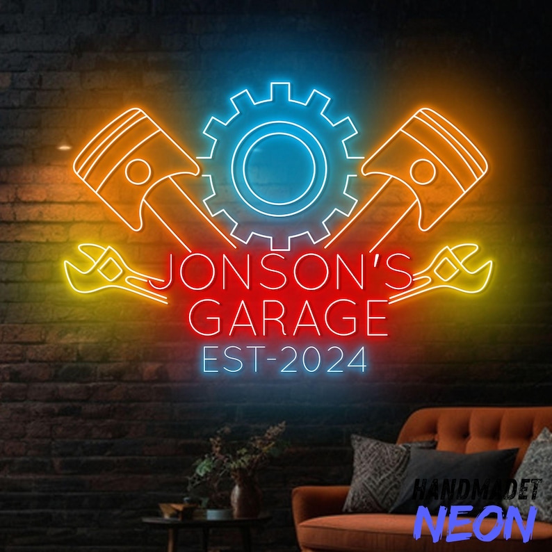 Garage Mechanic Neon Sign, Garage Service Led Sign, Workshop Led Light ...