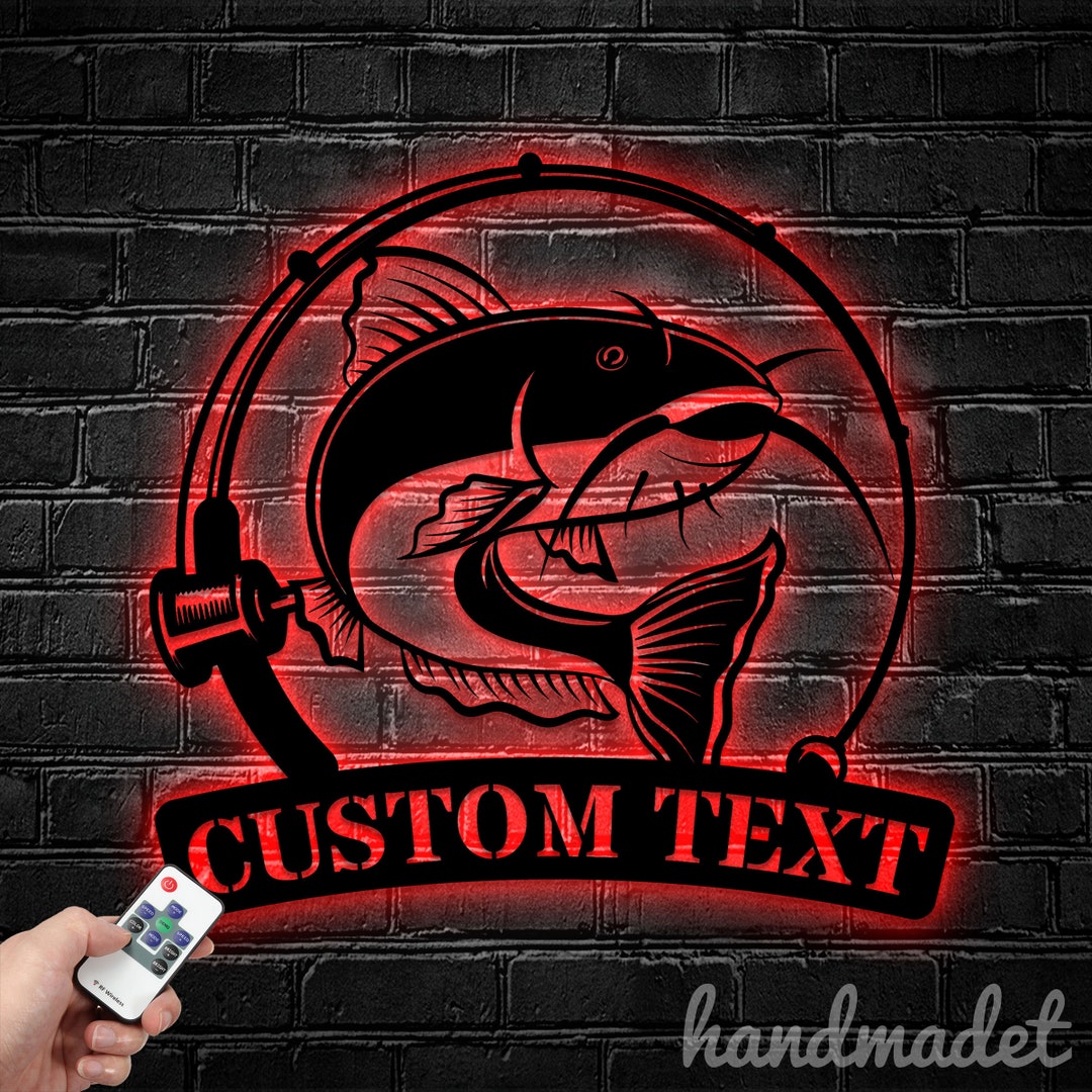 Personalized Cat Fish Metal Wall Sign, Fish Metal Wall Light, Custom ...