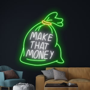 Money Bag Led Sign, Dollar Bag Neon Sign, Money Neon Light, Dollars Led ...