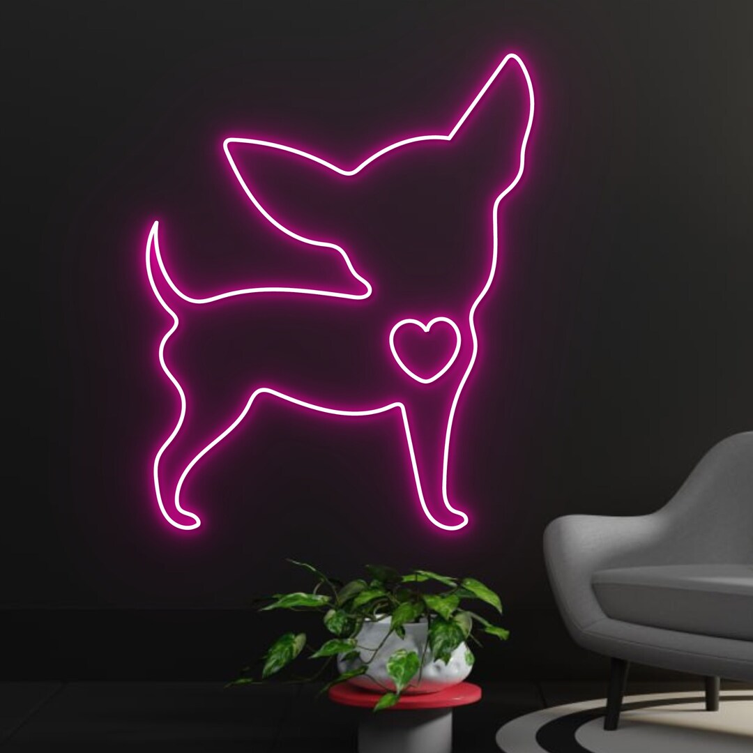 Custom Love Chihuahua Dog Neon Sign, Heart Chihuahua Dog Neon Lights