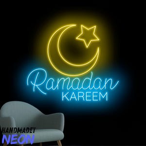 Ramadan Kareem Neon Sign, Ramadan Moon Led Sign, Moon Neon Light For Ramadan Kareem, Ramadan Wall Art, Ramadan Festival Home Wall Decor