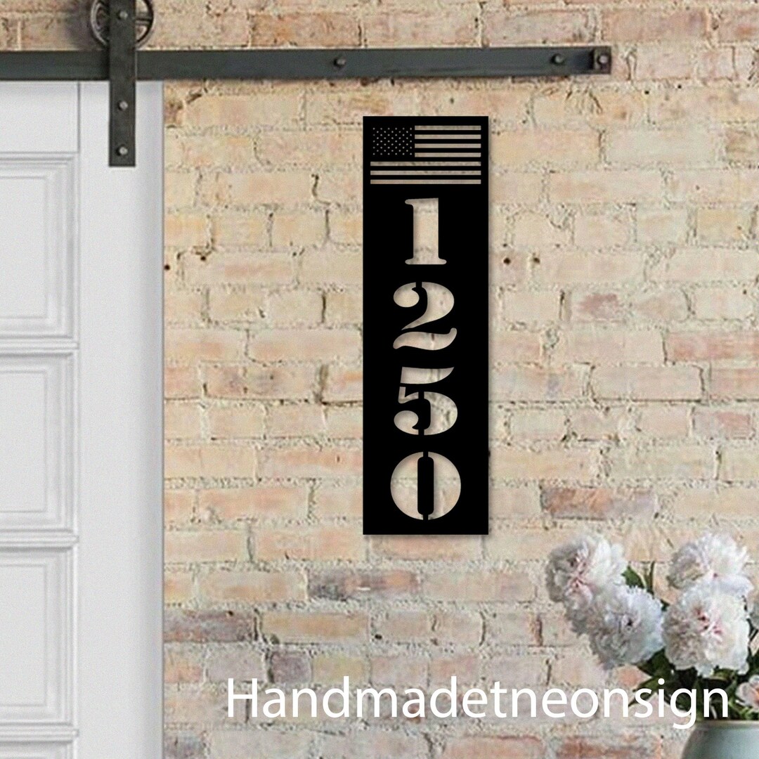 Personalized Patriotic House Number, American Flag Home Number Metal ...