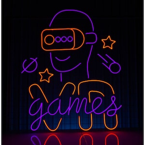 VR Games Neon Sign, Virtual Reality Led Sign, Game Player Led Lights, Custom VR Glasses Neon Sign, Homeroom Decor, Nursery Decor, Best Gift