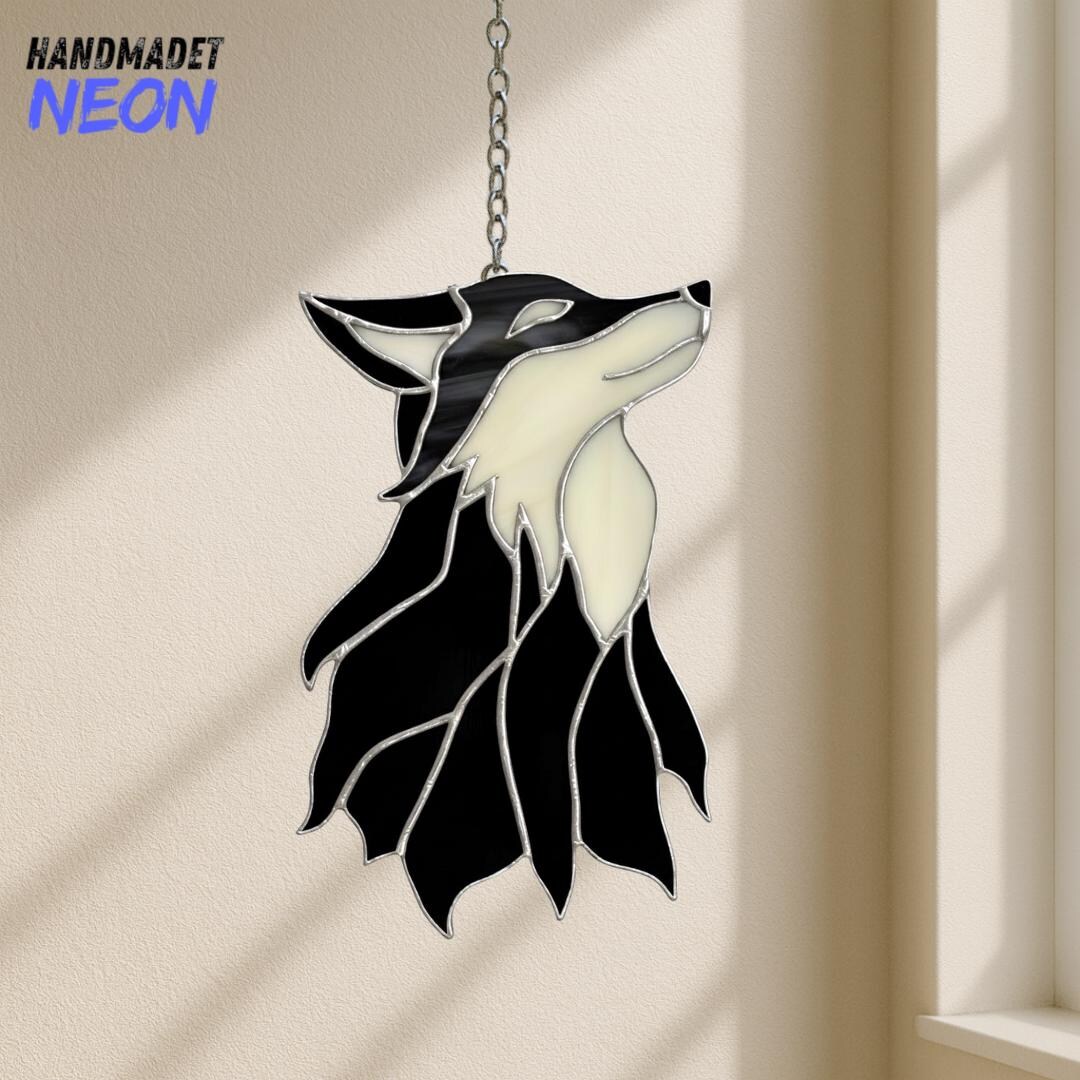 Window Howling Wolf Stained Glass Suncatcher: Howling Wolf Window Decor, Rustic Cabin ...