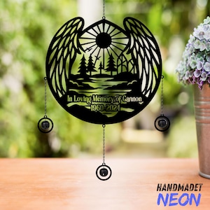 Personalized Memorial Metal Wind Chimes Rattle, Custom Memorial Angel Wings With Name, Dad Loss Gift, Ideal Memorial Gift for Dad, Mom