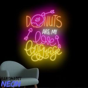 Donuts Are My Love Language Neon Sign, Donut Shop Led Sign, Cake Neon Light, Donut Led Light, Cake Store Wall Art, Cake Bakery Wall Decor