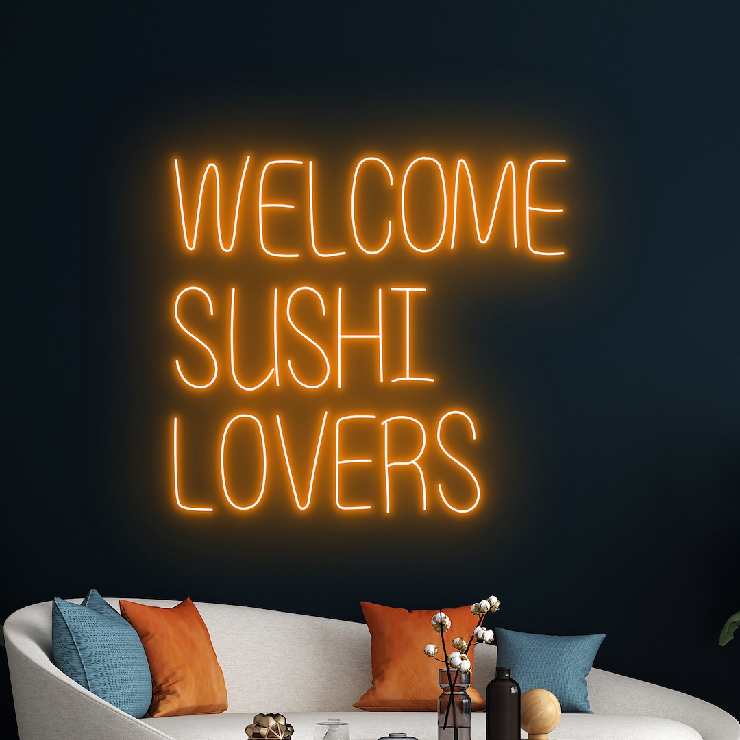Glowneon Peace Love And Sushi Neon Sign, Sushi Japan Restaurant Sign