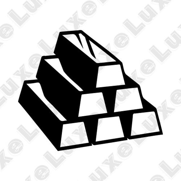 Metal Gold Silver Bars icon svg, png, jpg: includes all 3 file types with scalable vector image, with transparent and white background