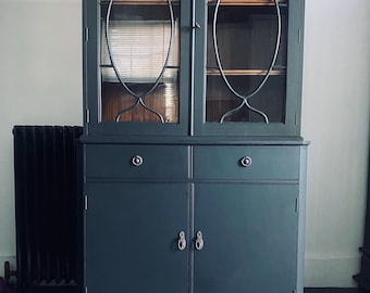Black Glazed Display Cabinet, Upcycled Strongbow Bookcase