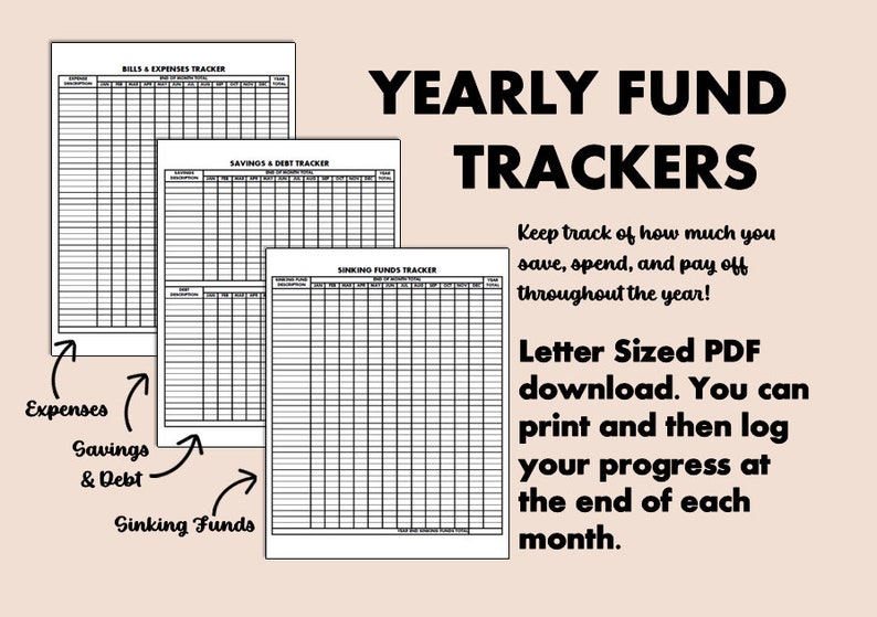 Yearly Budget Tracker Printable Logs DIGITAL DOWNLOAD ONLY - Etsy