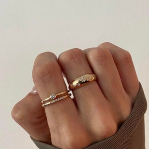 Star Ring, Star Dome Ring, 18K Gold Stainless steel, Statement Rings, Stackable Rings, WATERPROOF Jewelry, Sweat-proof, Hypoallergenic, Gift