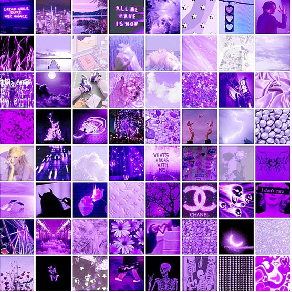 122 Boujee Purple Aesthetic Wall Collage Kit Neon Purple - Etsy UK