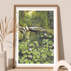 Gouache Magic Forest Landscape, gedruckt auf hochwertigem Papier