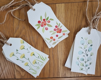 Hand Painted Botanical Watercolour Gift Tags (Set of 3)