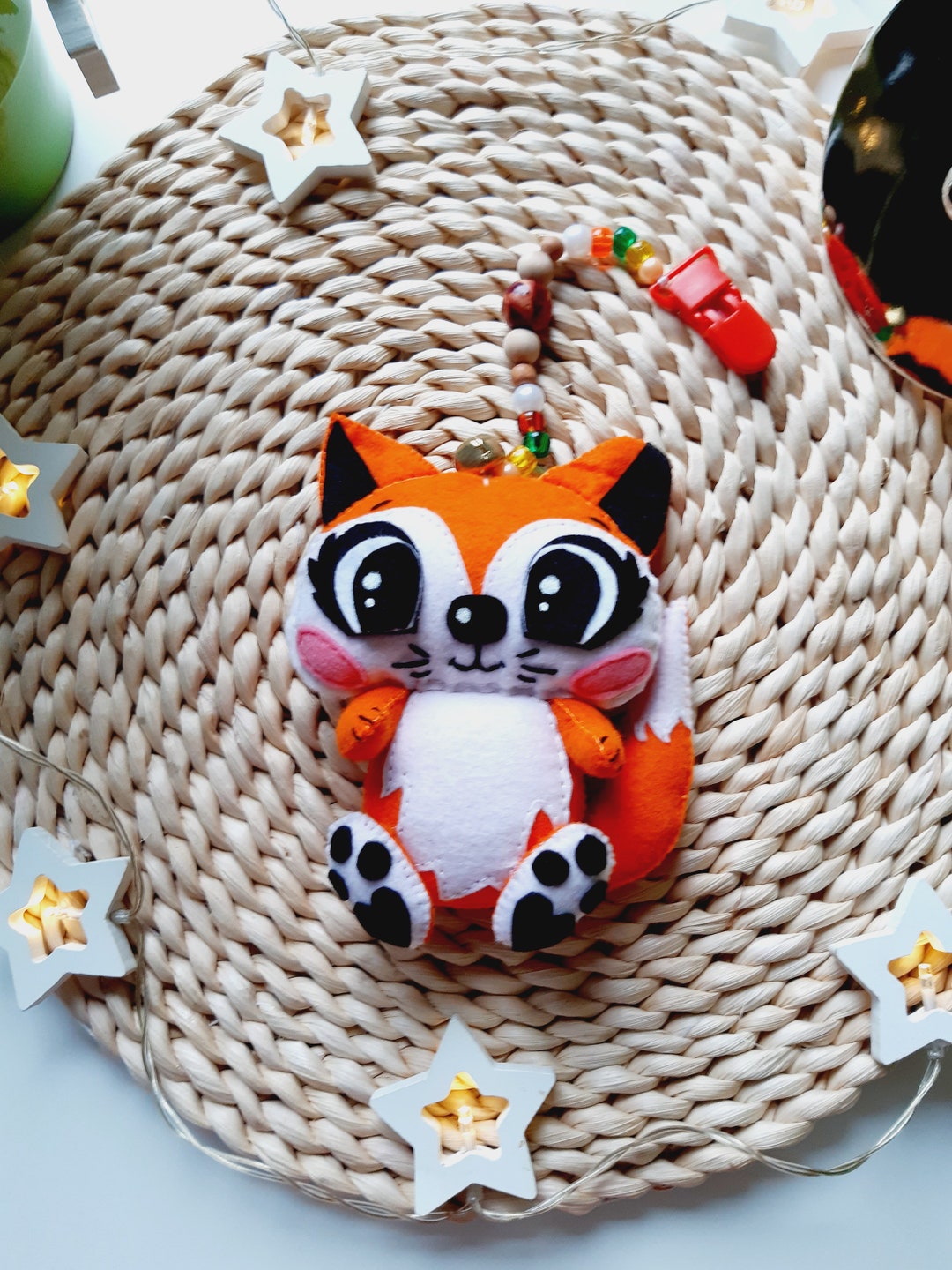 Felt Rattle Fox Stuffed Animal, Handmade Soft Toy, Newborn Baby Gift ...