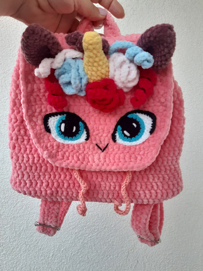 Unicorn Backpack Crochet Plush Backpack Crochet Backpack Etsy