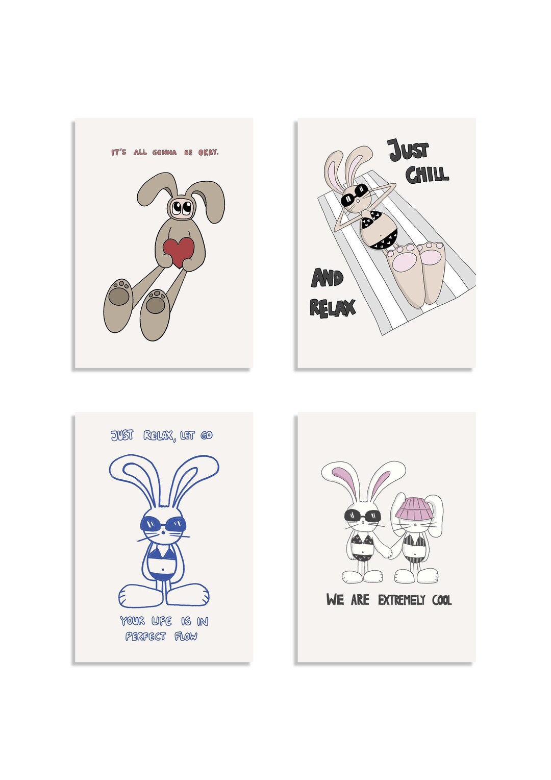 Bunny Affirmations Wall Art | Funny Rabbit Quotes | Digital Prints A4 ...