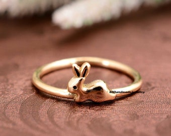 Bunny Ring, Little Bunny, Bunny Rabit Ring, Rabbit Rings, Gift, White Rabbit Ring, Silver Bunny, Stacking Ring, Simple Ring, Minimalist