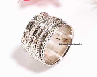 Ontwerper Spinner Ring, 925 Sterling Silver Spinner Ring, Handgemaakte Duim Zilveren Ring, Boho Ring, Kerstcadeau, Damesring, Cadeau idee