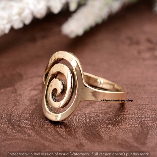 Bague en laiton BOHO, bague spirale 925 solide, bague en or bohème, bague tendance, cadeau pour elle, bague pour femme, bague unique, cadeau pour maman