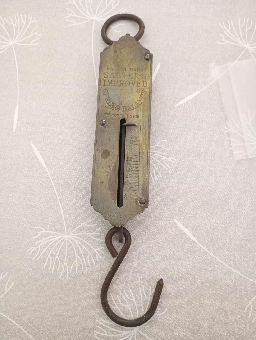 Vintage Salter's Improved Spring Balance, Weighs 25lb, Brass Patina ...