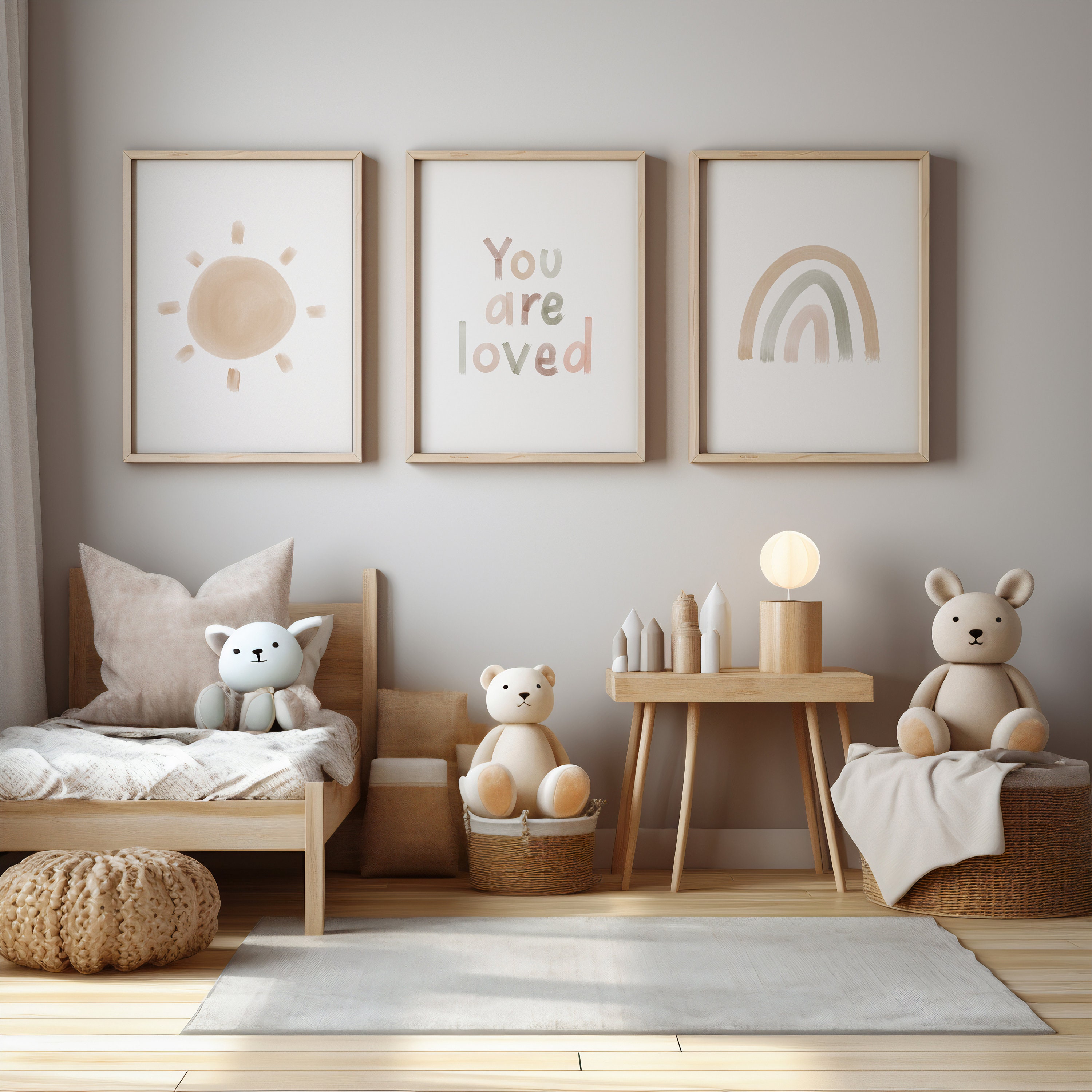 Boho Nature Nursery Wall Art, Neutral Nursery Art, Printable Nursery ...