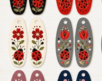 Acrylic Cabochon/Lady Bug Centers |Native-Inspired Flower Designs | Jewelry & Beading Supplies