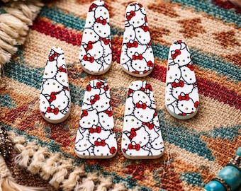 Hello Kitty Earring Centers | Teardrop Acrylic Jewelry Blanks | Cute Character Beading Supplies | DIY Earrings Craft Pieces