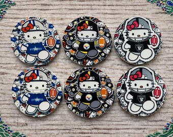 Hello Kitty Football Round Centers | Acrylic Jewelry Centers for Earrings and jewelry making