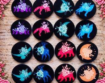 Floral Animal and Moon Earring Centers | Black Round Jewelry | Beading & Jewelry Making Supplies