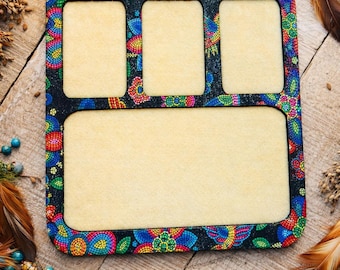 Native American Beading Board | Floral Foil Bead Board with Felt Lining | Indigenous-Inspired Jewelry Making Tray | Beadwork Tool