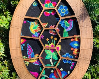 Native  beading board. Turtle shell design. Beadwork.