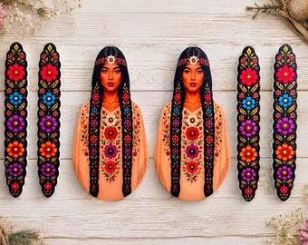Acrylic Cabochon/ Native American Centers | Pow wow Inspired Floral Designs | Jewelry & Beading Supplies