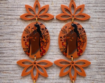Native Women Dangle Earrings | Indigenous-Inspired Statement Earrings | Handmade Style Jewelry