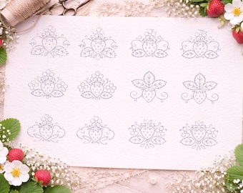 Strawberry Blossom Pellon Sheet – Native Inspired Floral Strawberry  Drawings for Beading,  & Jewelry Making